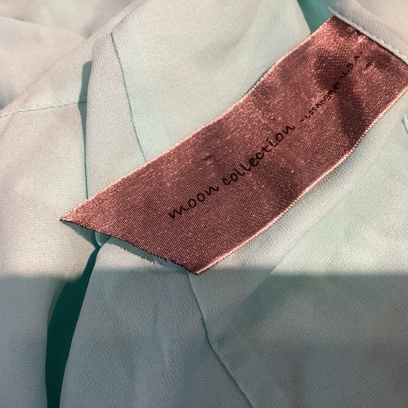 MOON COLLECTION LOS ANGELES CHIFFON STUDDED BLOUSE SEA FOAM GREEN SZ LG - Picture 4 of 4